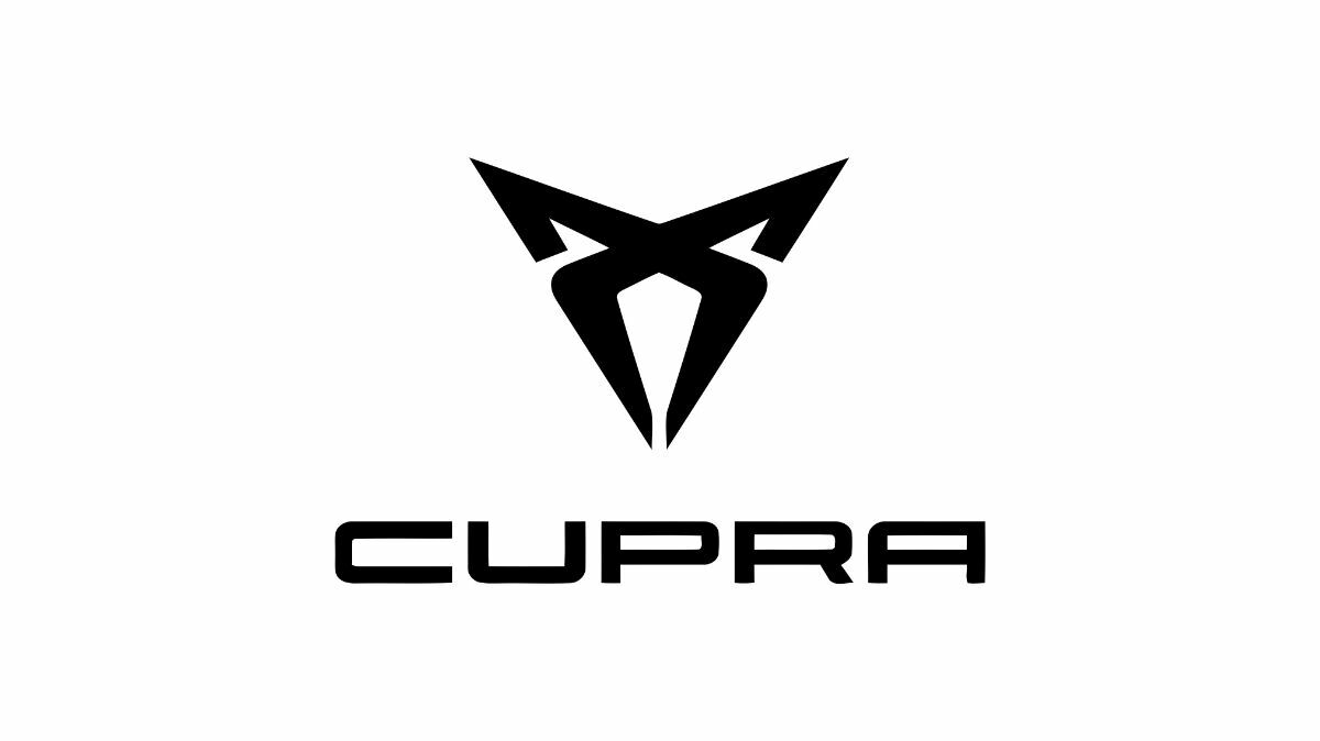 Das Bild zeigt das schwarze Cupra Logo auf weißem Hintergrund.