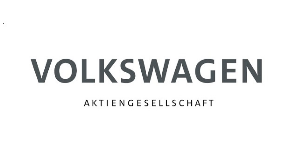 The picture shows the gray logo of VW Aktiengesellschaft on a white background.